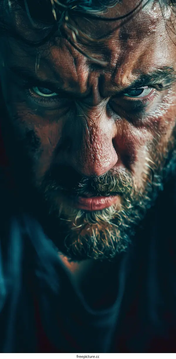 Close Up Angry Man Portrait