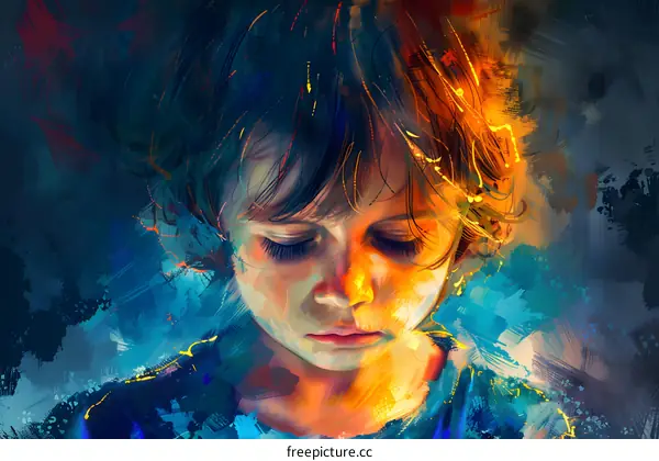 portrait of a boy with closed eyes