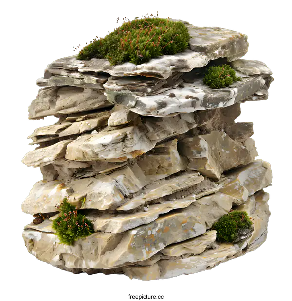 [Transparent Background PNG]Stacked Stone With Moss On Top