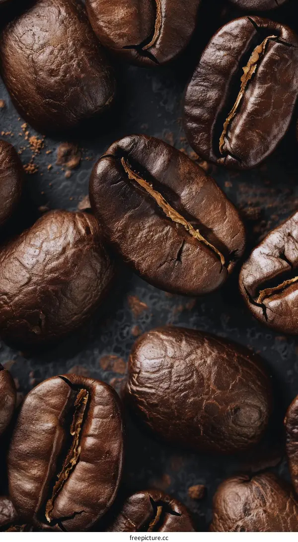 Close-Up of Roasted Coffee Beans
