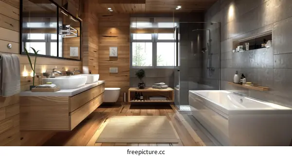 Modern Wooden Bathroom Interior Design