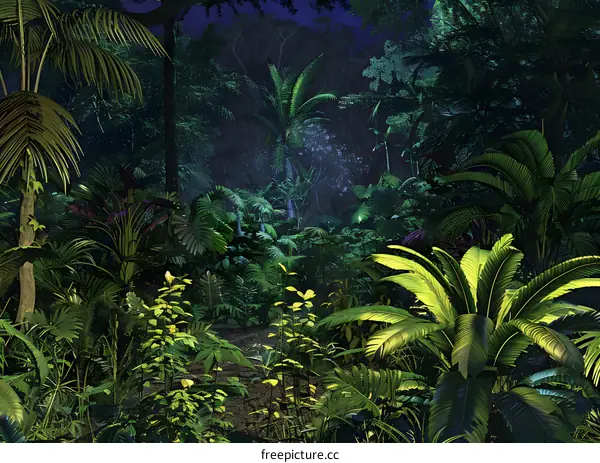 Jungle Night Lush Green Tropical Rainforest