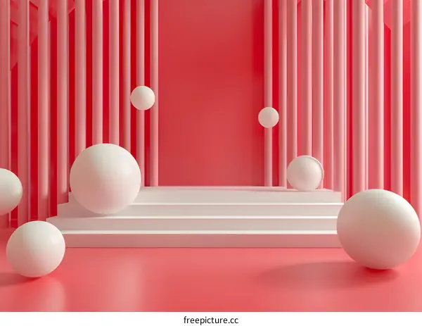 Pink and White 3D Geometric Shapes