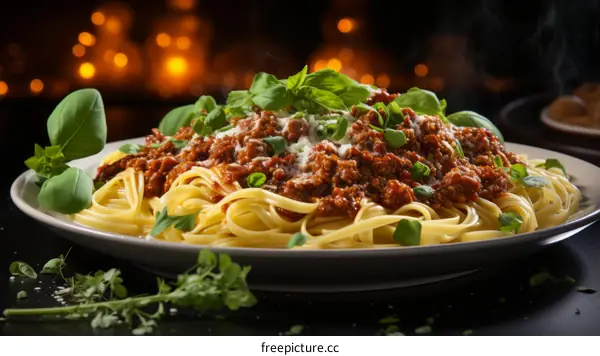 A delicious plate of spaghetti and meatballs