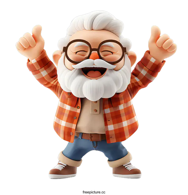 [Transparent Background PNG]Happy Senior Man Cartoon Character 3D Illustration