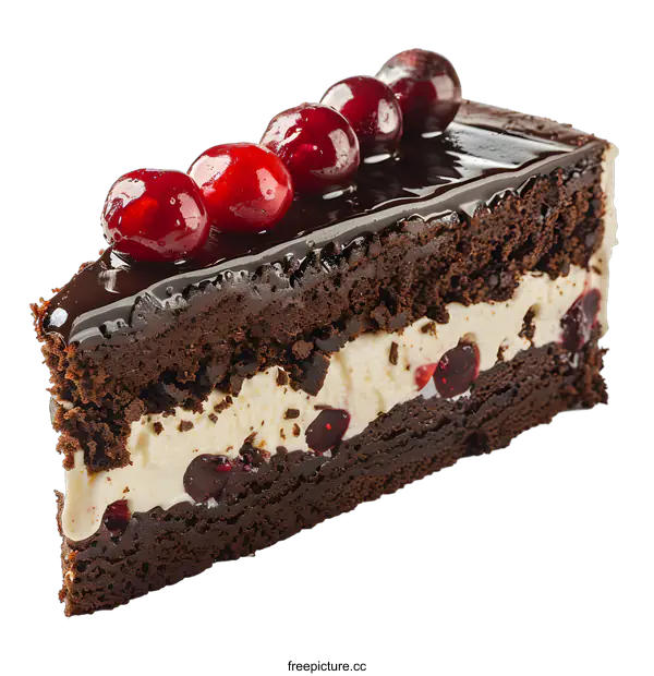 [Transparent Background PNG]A decadent slice of chocolate cake with red currant