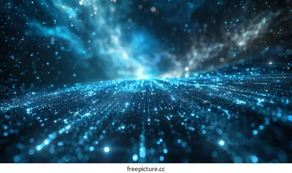 Futuristic Background with Glowing Blue Particles