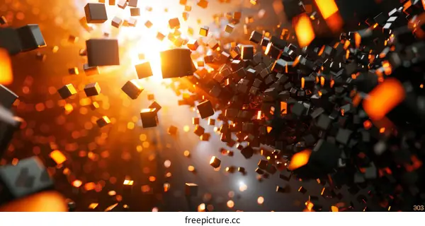 Glowing Orange Cube Abstract 3D Render