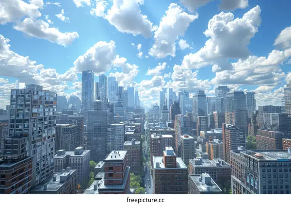 A Panoramic View of a Busy City on a Sunny Day