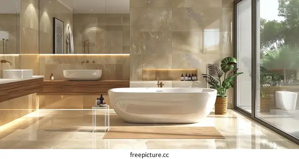 Modern Luxury Beige Marble Bathroom