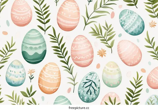 Easter Eggs and Floral Pattern Background Design