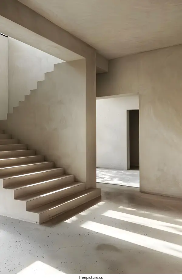 Modern Minimalist Concrete Staircase Interior Design