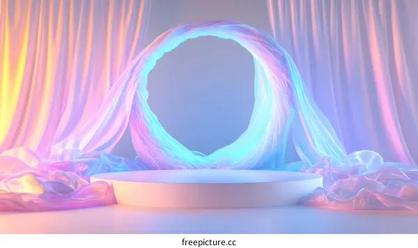 Abstract Pastel Colored Fabric Display Podium