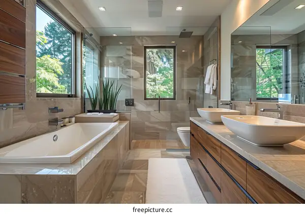 Modern Luxurious Bathroom Design with Natural Light