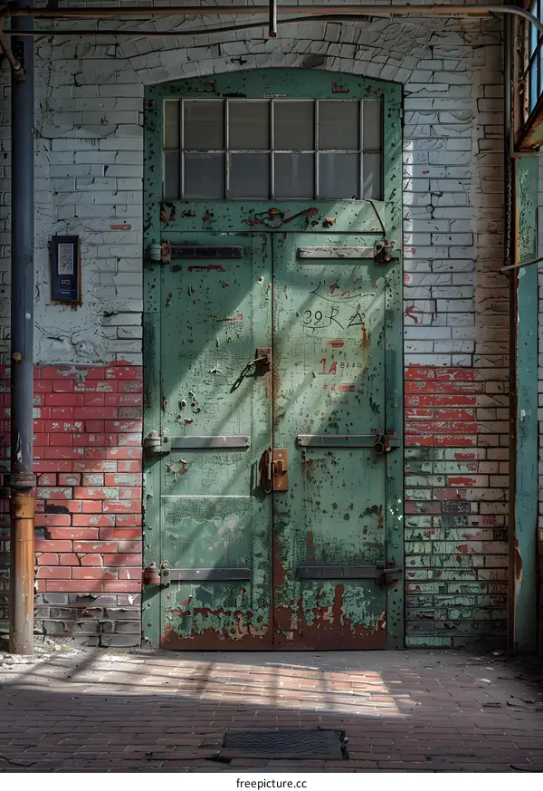 Old Weathered Green Door
