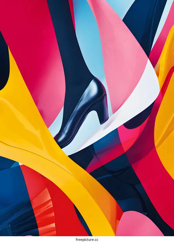 Black Heels on Colorful Background