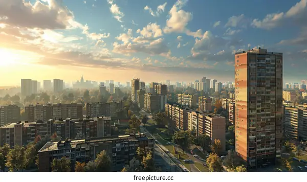 Cityscape Panorama at Sunrise