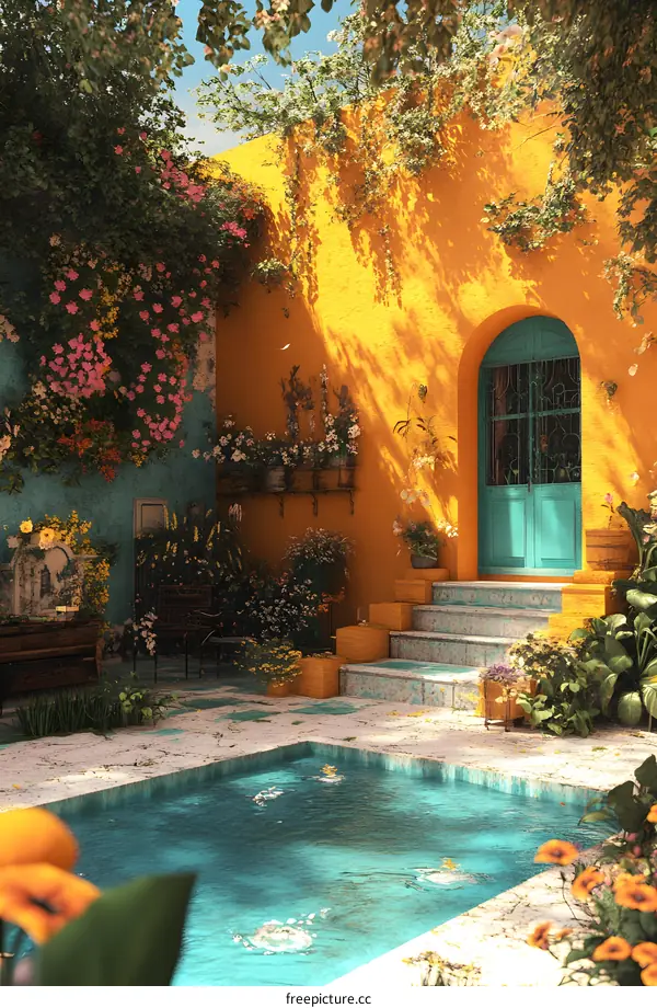 Summertime Garden with Pool