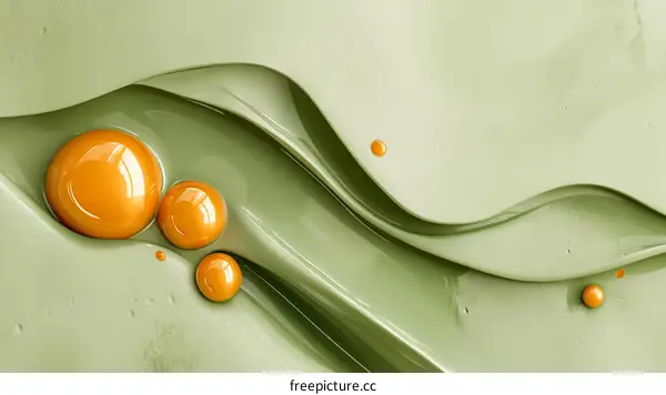 Abstract Liquid Texture with Orange Drops