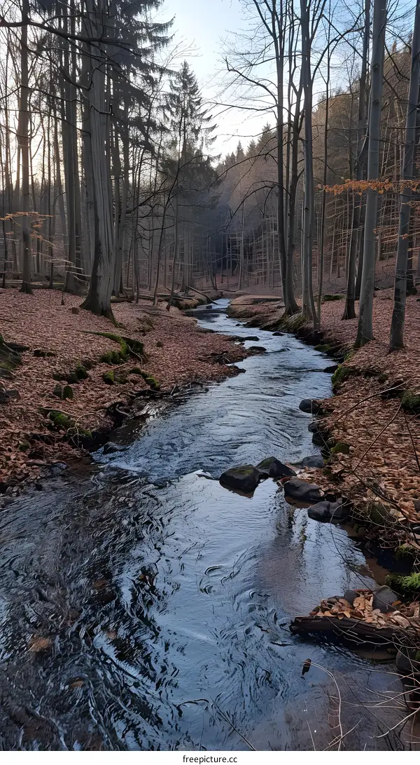Forest stream in the fall