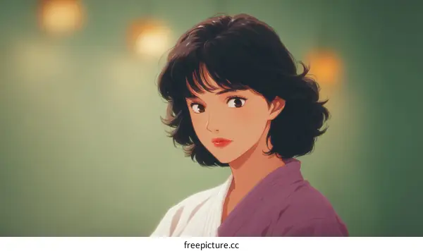Asian Woman Illustration in Retro Style