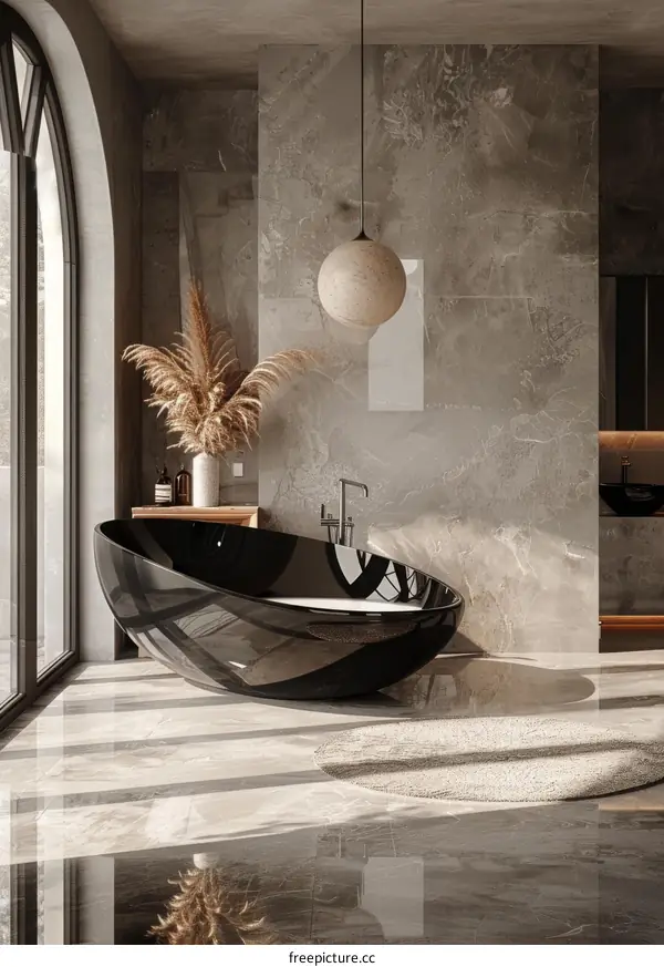 Modern Luxury Modern Black Bathtub Interior Design