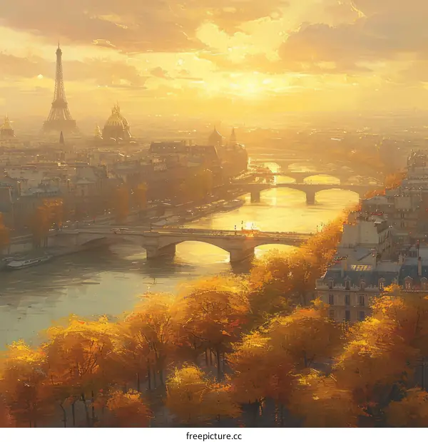 Paris cityscape with the Eiffel Tower in the distance