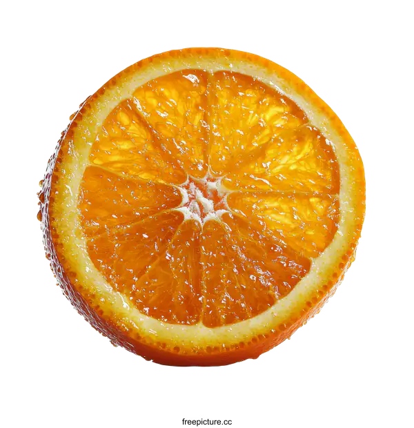 [Transparent Background PNG]Close-up Orange Slice with Water Droplets