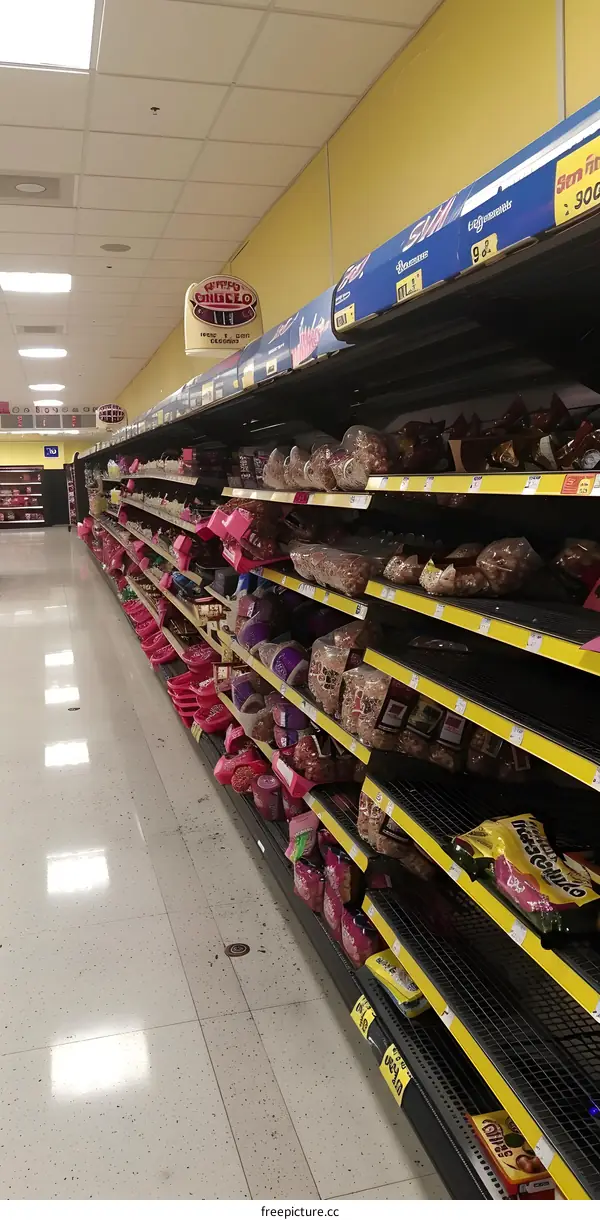 Grocery Store Aisle With Snacks And Nuts