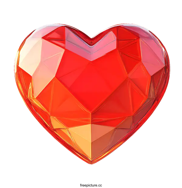 [Transparent Background PNG]Geometric Red Heart Illustration