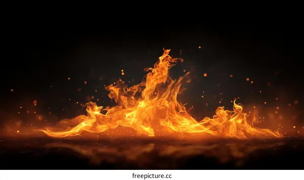 Fiery Flames Against a Dark Background