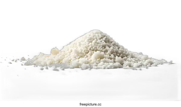 [Transparent Background PNG]Closeup of White Coarse Salt Pile on White Background