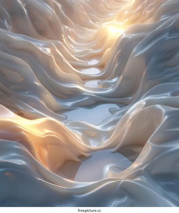 Surreal alien landscape with a river of light emerging from a distant star