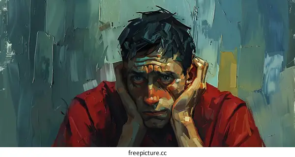 Depressed Man Portrait Oil Painting Art