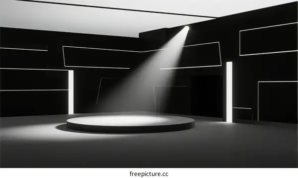 Minimalist White Stage with Black Background and Spotlights
