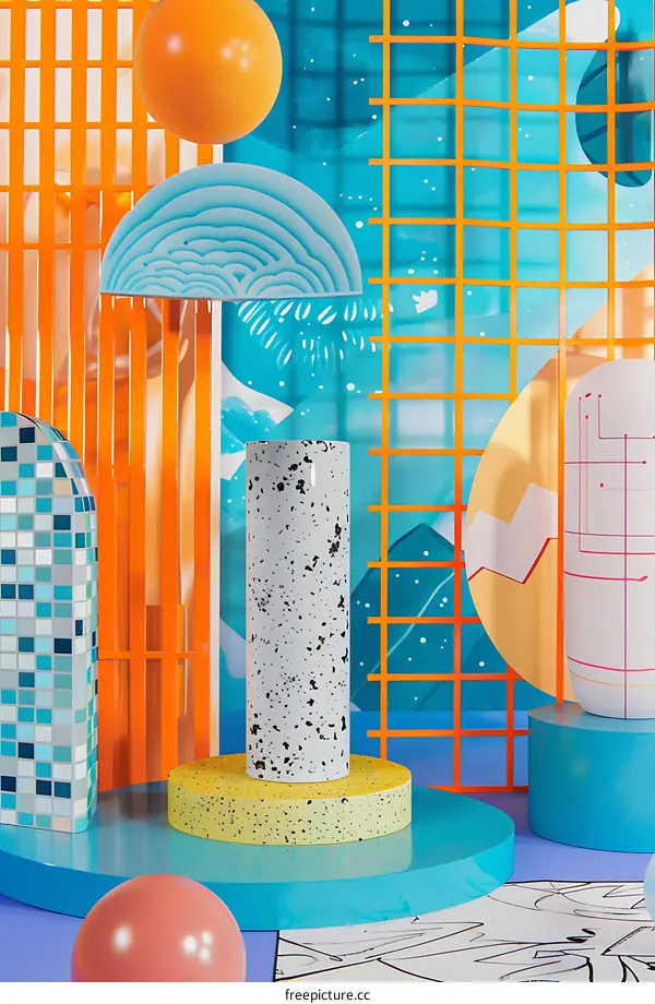 Abstract Geometric Shapes 3D Rendering