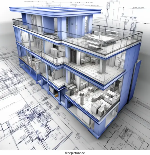 Modern house plans with detailed interior