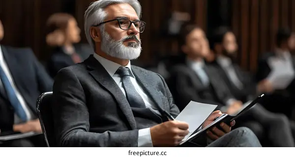 Businessman Taking Notes in a Meeting