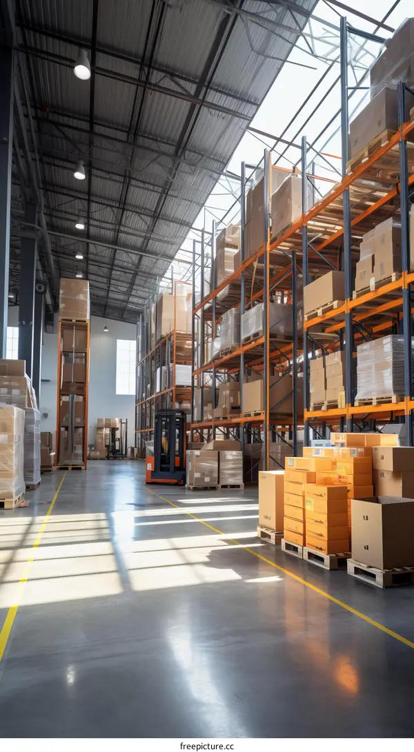 Warehouse with a lot of shelves and boxes