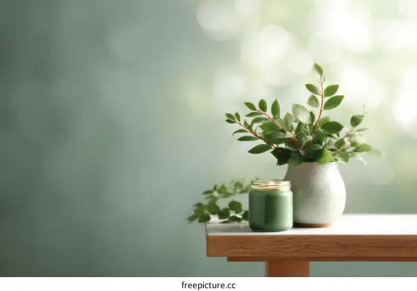 Calm and Serene Still Life with Plants and Candles