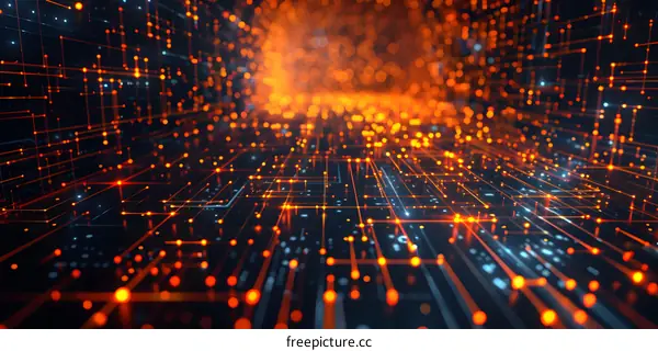 Abstract Digital Network with Glowing Lines and Points