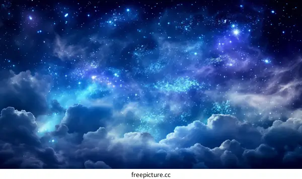 Starry Night Sky with Clouds