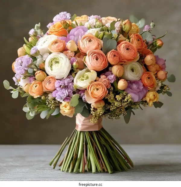 Beautiful Bouquet of Peach and Cream Flowers