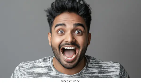 Excited Man Portrait Close Up