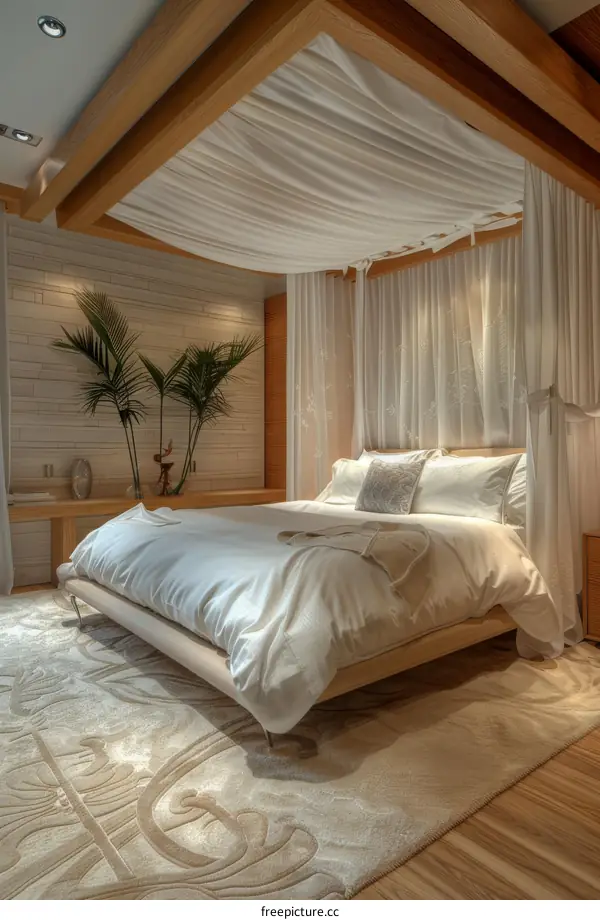 Luxurious Bedroom with Canopy Bed and Elegant Decor