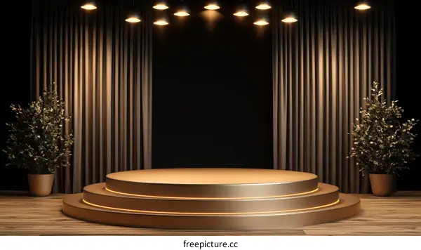 Luxury Golden Podium Stage Setting