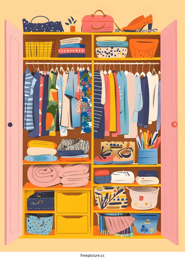 Colorful and Organized Closet Illustration