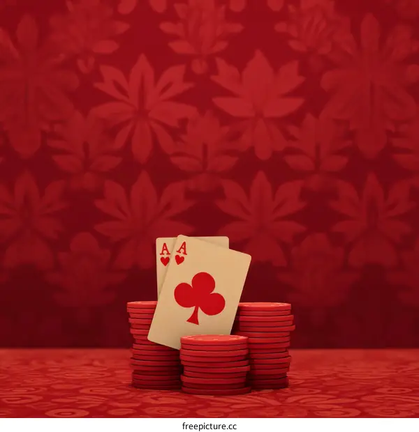 Pair of Aces on a Stack of Casino Chips