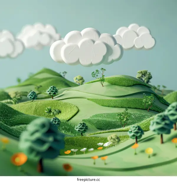 Green Hills and Expansive Sky