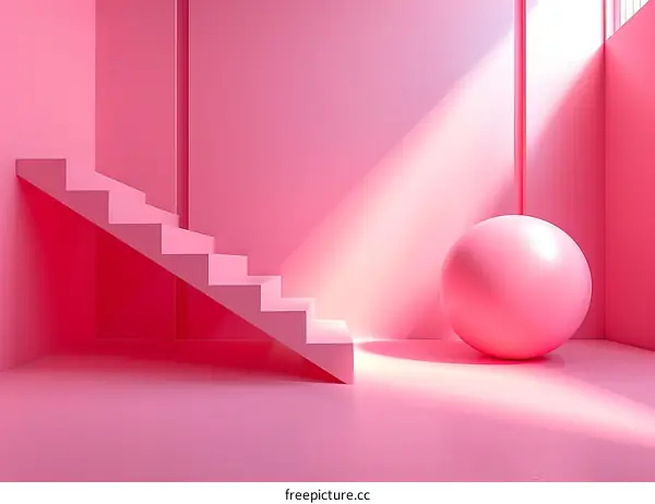 Pink Room with Sphere and Stairs